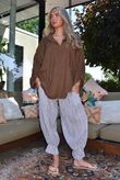 Sandbar Linen Blend Pop Over Shirt Walnut
